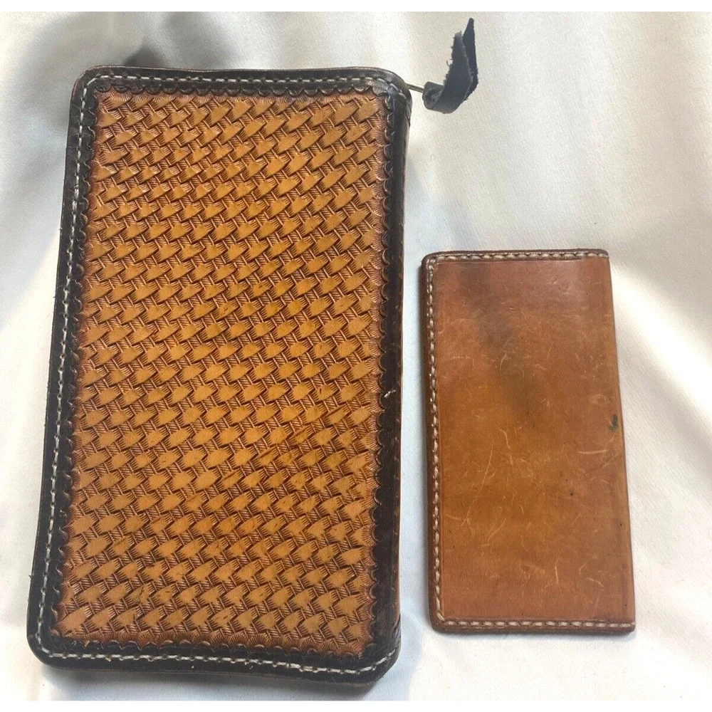 Vintage Leather Bound Ring Binder w/ Zipper Folder Keeper + Wallet - KAREN